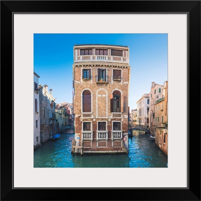 Venice, Veneto, Italy. Palace On A Narrow Canal.