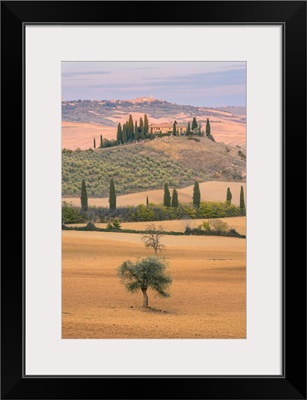 View Of Podere Belvedere At Sunset, San Quirico d'Orcia, Orcia Valley, Tuscany, Italy