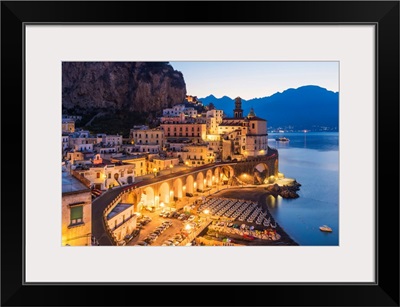 View Of The Small Village Of Atrani During The Blue Hour, Amalfi Coast, Italy