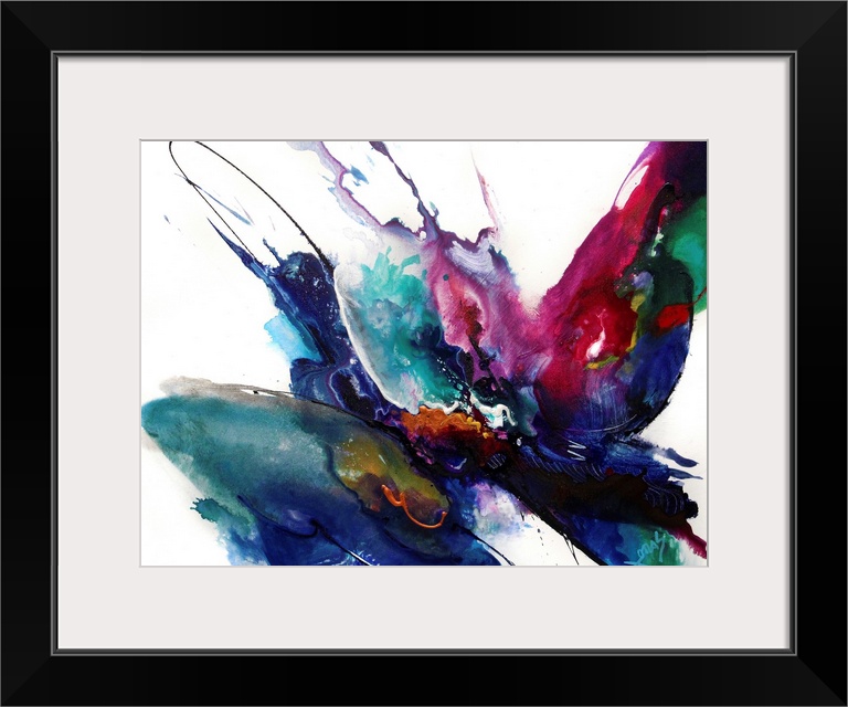 Oversize abstract wall art for the home or office this horizontal canvas is gicloe print of a wild splattering of paint bl...