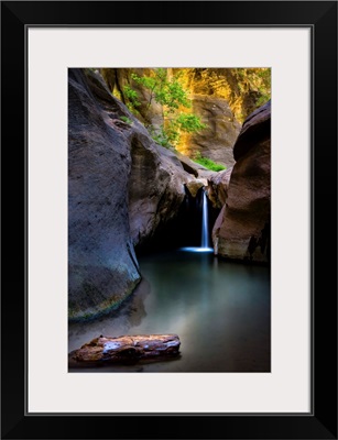 A waterfall in The Narrows, Zion National Park, Utah