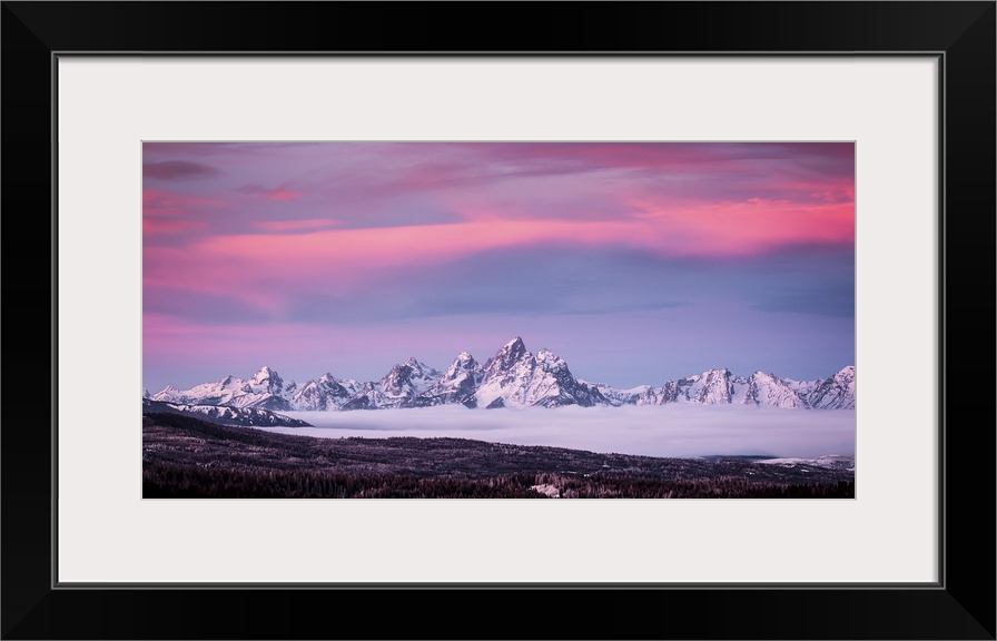 First Light Show Over Grand Teton Range; Jackson, Wyoming