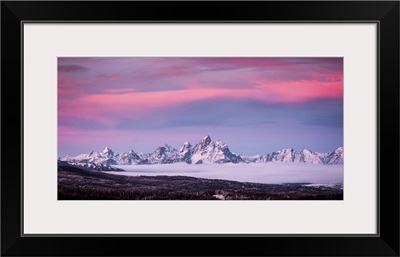 First Light Show Over Grand Teton Range; Jackson, Wyoming