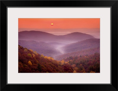 Sun Rises Over the Chattahoochee National Forest in Autumn; GA