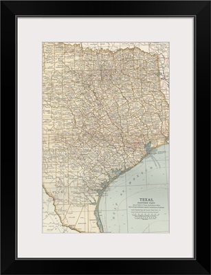 Texas, Eastern Part - Vintage Map