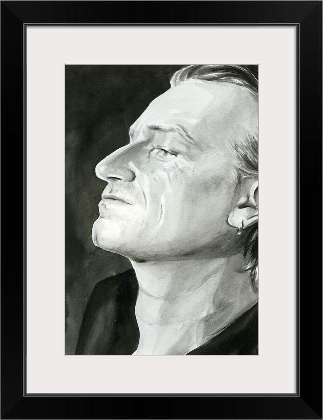 Monochromatic portrait of Bono ca. 2002