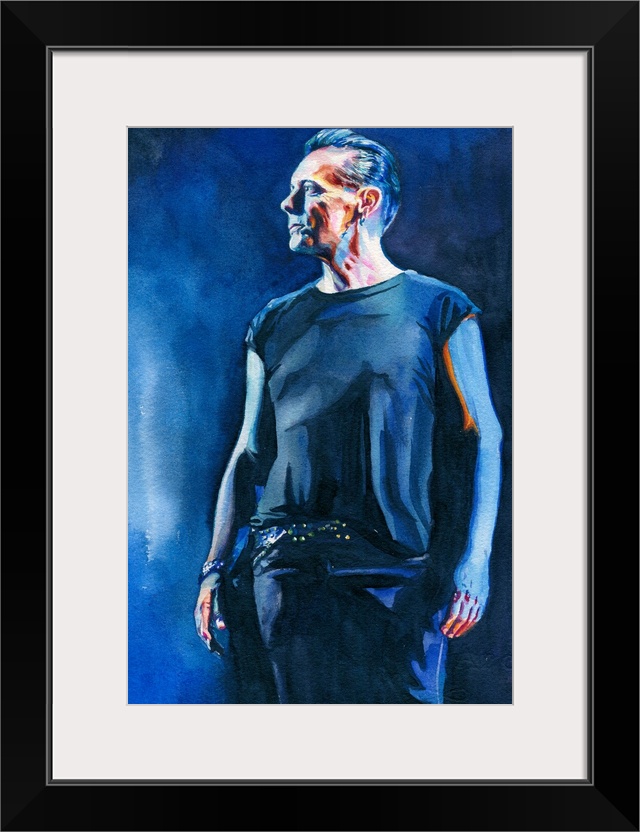 Watercolor painting of Larry Mullen Jr created for atu2.com 2017.