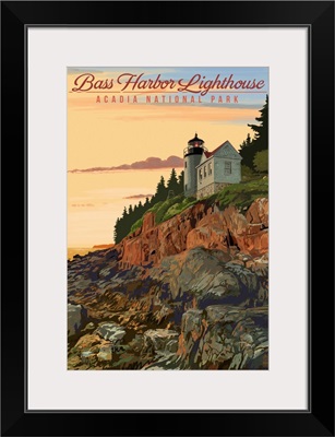 Acadia National Park, Maine - Bass Harbor Lighthouse Illustration