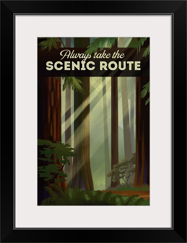 Always Take the Scenic Route - Forest - Geometric Lithograph