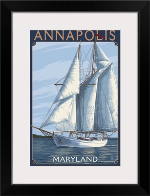 Annapolis, Maryland - Sailboat Scene: Retro Travel Poster