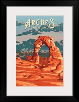 Arches National Park, Delicate Arch: Retro Travel Poster