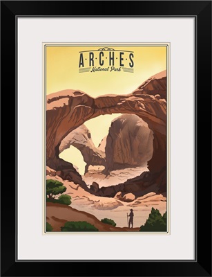 Arches National Park, Double Arch: Retro Travel Poster