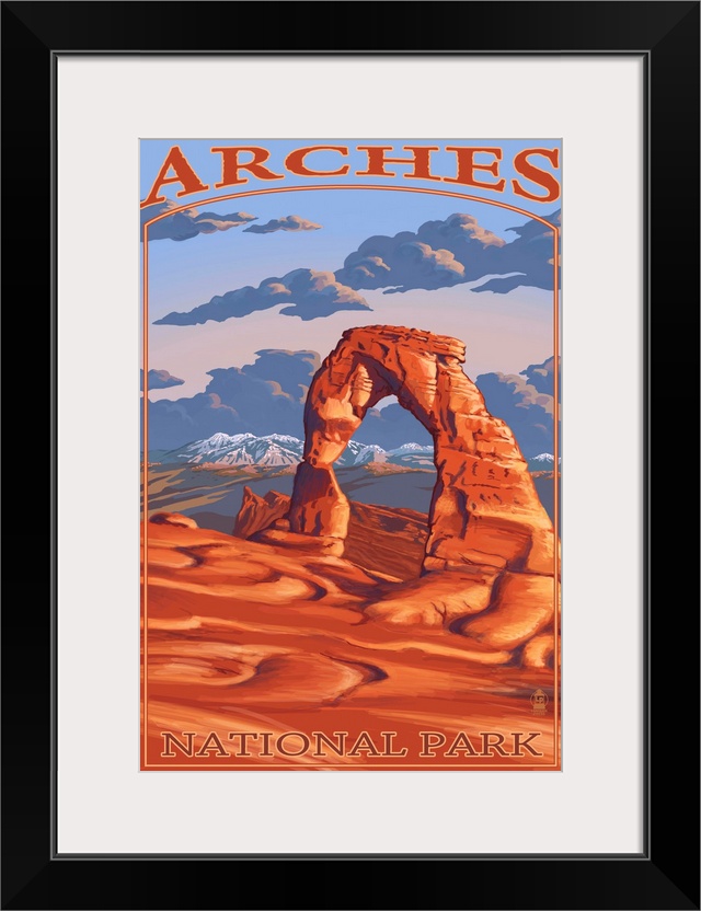 Arches National Park, Utah - Delicate Arch: Retro Travel Poster
