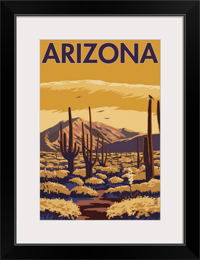 Arizona Desert Scene with Cactus