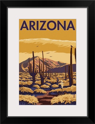 Arizona Desert Scene with Cactus