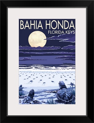 Bahia Honda, Florida Keys - Sea Turtles Hatching: Retro Travel Poster