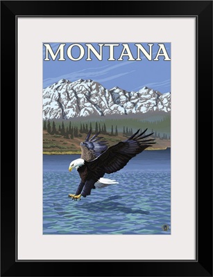 Bald Eagle Diving - Montana: Retro Travel Poster