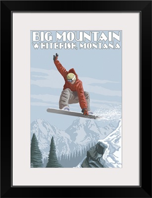 Big Mountain, Whitefish, Montana, Snowboarder Jumping