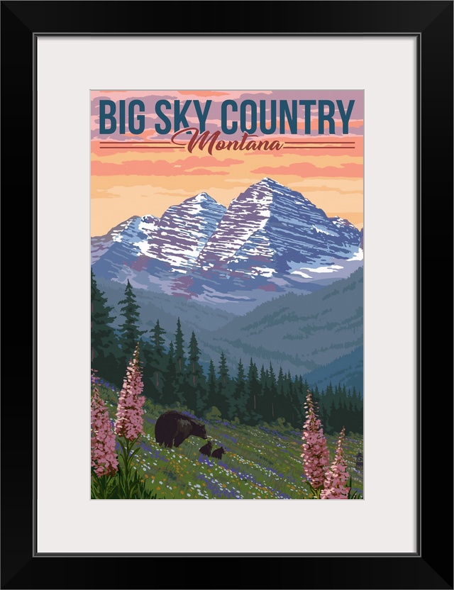Big Sky Country, Montana - Bear and Spring Flowers