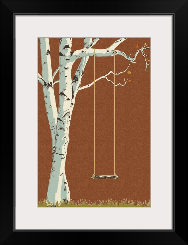 Birch Tree - Letterpress: Retro Travel Poster