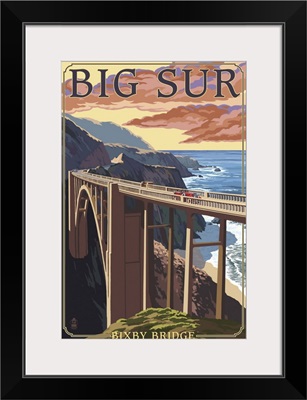 Bixby Bridge - California Coast: Retro Travel Poster