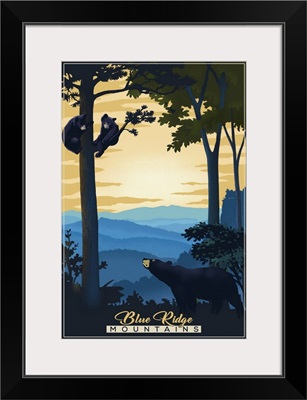 Blue Ridge Mountains - Black Bears - Lithograph