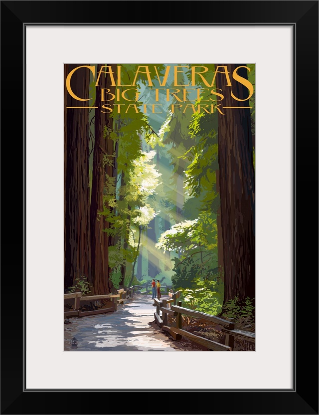 Calaveras Big Trees State Park - Pathway in Trees: Retro Travel Poster