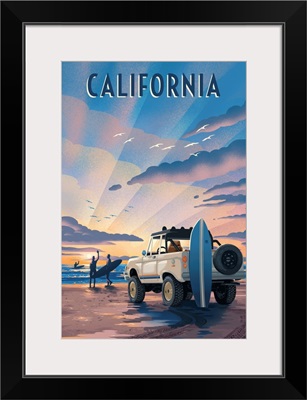 California - Beach Lithograph
