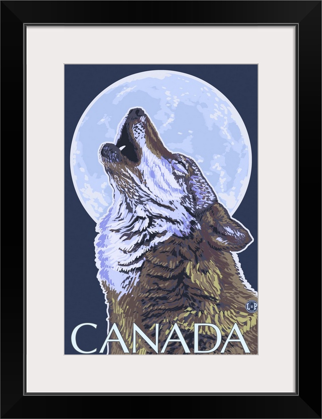 Canada - Howling Wolf: Retro Travel Poster