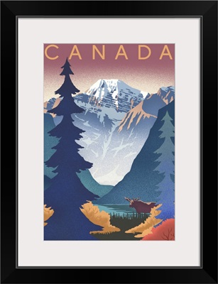 Canada - Mountain Scene - Lithograph