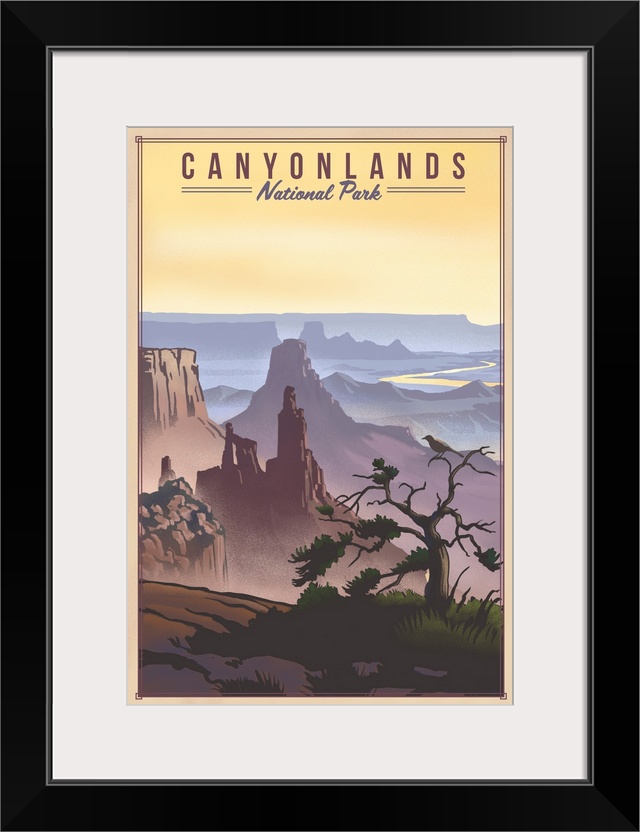 Canyonlands National Park, Hazy View: Retro Travel Poster