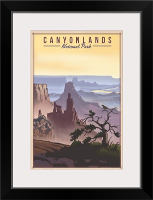 Canyonlands National Park, Hazy View: Retro Travel Poster