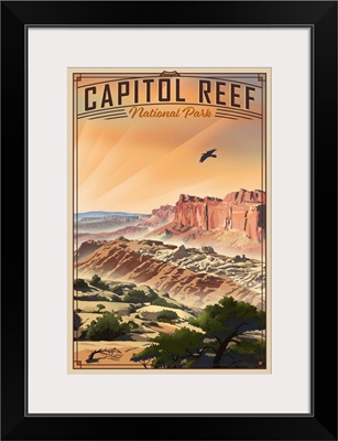 Capitol Reef National Park, Natural Landscape: Retro Travel Poster