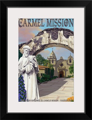 Carmel Mission, California: Retro Travel Poster