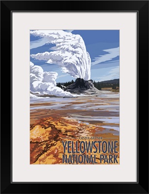 Castle Geyser - Yellowstone National Park: Retro Travel Poster