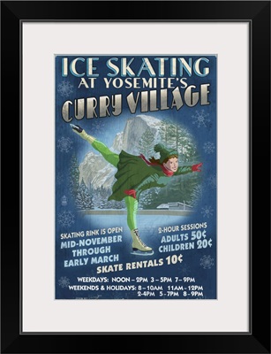 Curry Village Ice Skater - Yosemite National Park, California: Retro Travel Poster