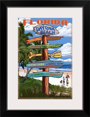 Daytona Beach, Florida - Sign Destinations: Retro Travel Poster