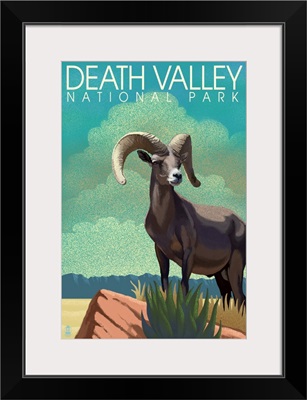 Death Valley National Park, Bighorn Sheep: Retro Travel Poster