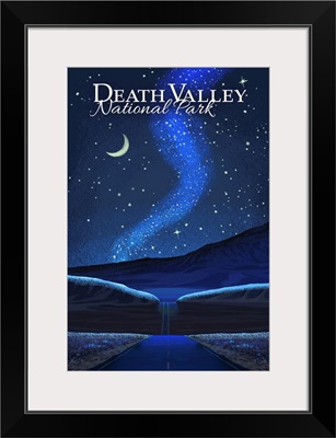 Death Valley National Park, Open Road At Night: Retro Travel Poster