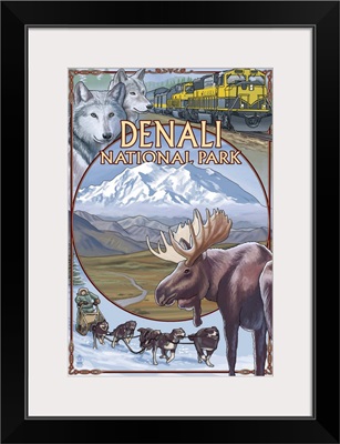 Denali National Park, AK - Train Version: Retro Travel Poster