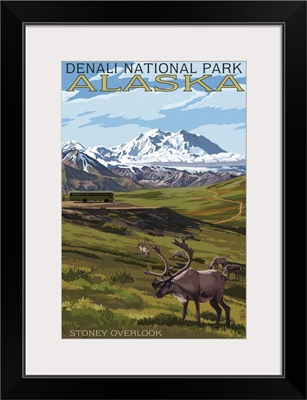 Denali National Park, Alaska, Caribou and Stoney Overlook