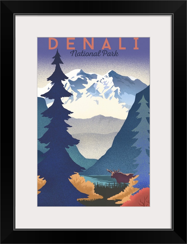 Denali National Park and Preserve, Nature: Retro Travel Poster