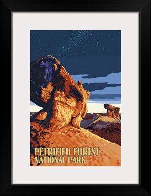Desert at Dusk - Petrified Forest National Park: Retro Travel Poster