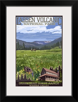 Drakesbad Valley - Lassen Volcanic National Park, CA: Retro Travel Poster