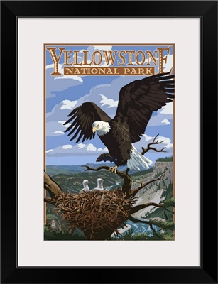 Eagle Perched - Yellowstone National Park: Retro Travel Poster