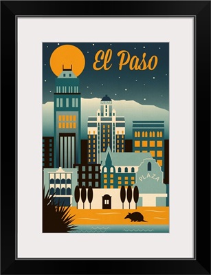 El Paso, Texas - Retro Skyline Series