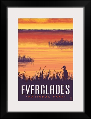 Everglades National Park, Wetlands Silhouette: Graphic Travel Poster
