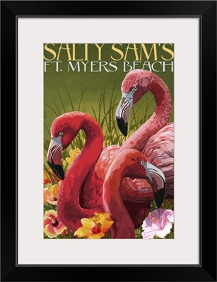 Flamingos, Salty Sam's, Ft. Myers Beach, Florida