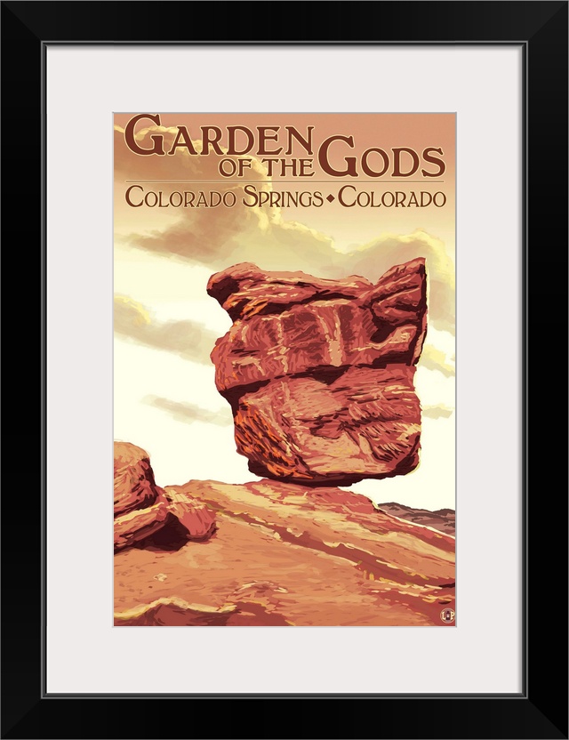 Garden of the Gods - Balanced Rock: Retro Travel Poster