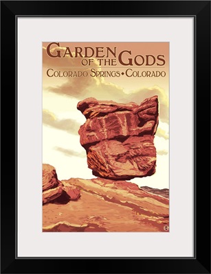 Garden of the Gods - Balanced Rock: Retro Travel Poster